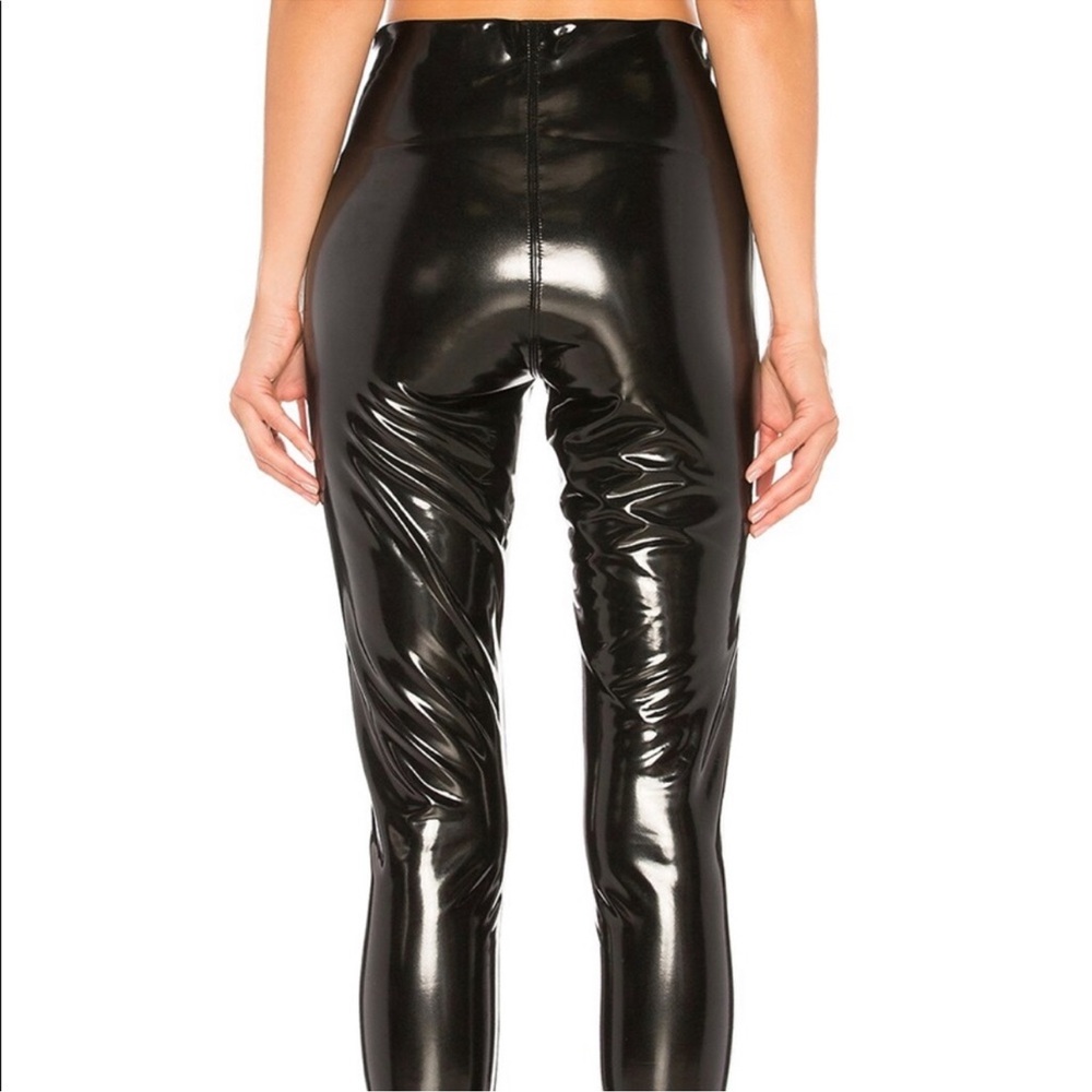 Sold  Blanc NYC Dominatrix Black Vinyl Split Hem Pants Size 28 - Picture 4 of 11